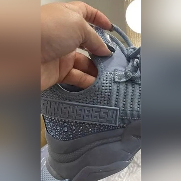 Steve Madden Women's Sneakers Maxima Baby Blue Glitzy Rhinestone Gum Bottom - Picture 3 of 6